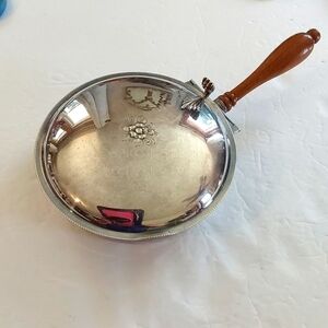 Vintage Silver Silent Butler Pan Wood Handle Antique
